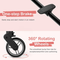 INFANS Ultra-Compact Fold Airplane Ready Travel Stroller, One-Hand Gravity Fold Near Flat Recline Seat