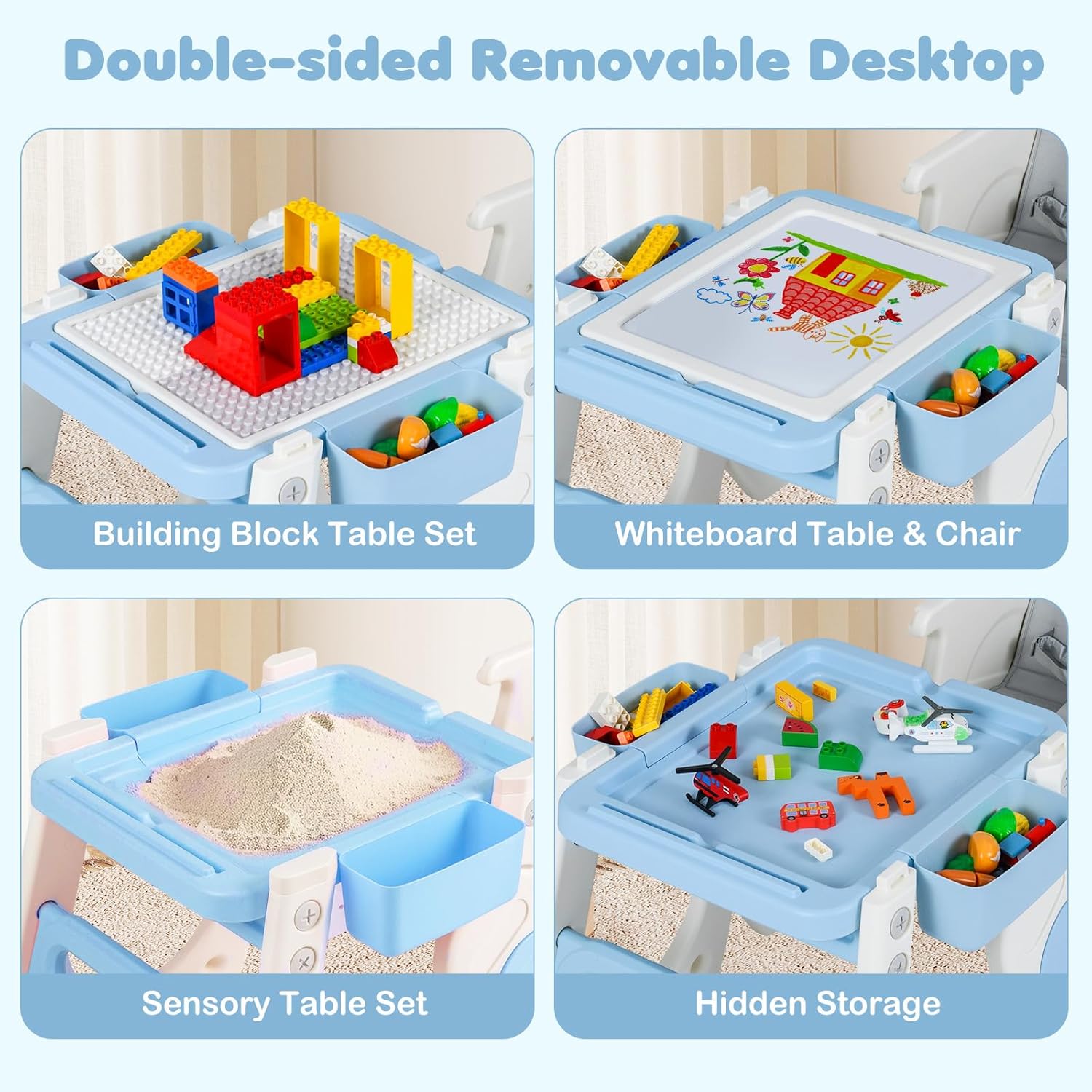 INFANS 8-in-1 Baby High Chair - Table & Chair Convertible, Whiteboard & Block Top for Dining Studying Playing