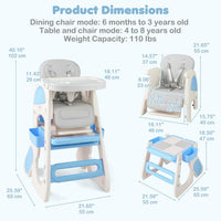 INFANS 8-in-1 Baby High Chair - Table & Chair Convertible, Whiteboard & Block Top for Dining Studying Playing