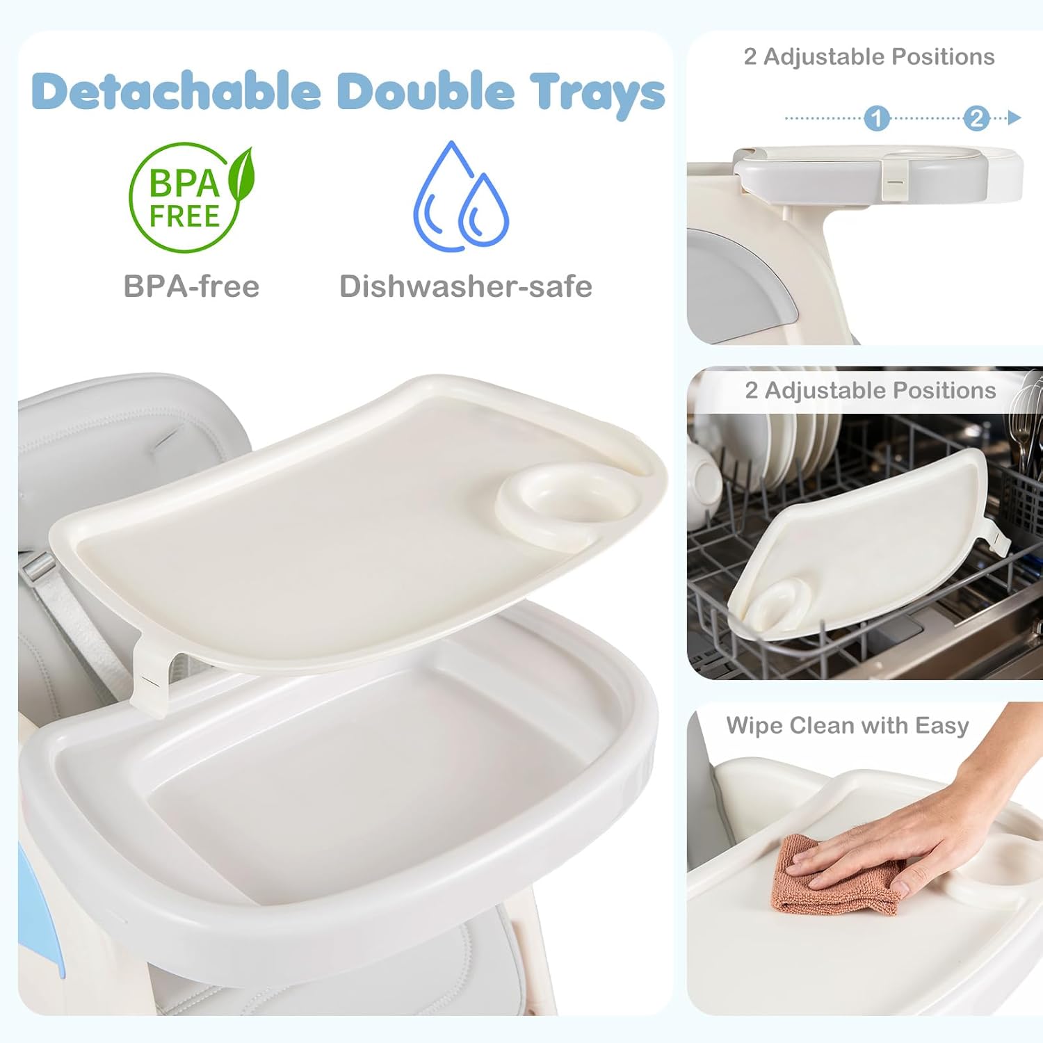 INFANS 8-in-1 Baby High Chair - Table & Chair Convertible, Whiteboard & Block Top for Dining Studying Playing