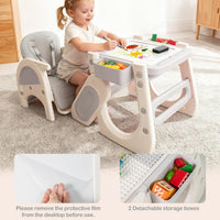 INFANS 8-in-1 Baby High Chair - Table & Chair Convertible, Whiteboard & Block Top for Dining Studying Playing