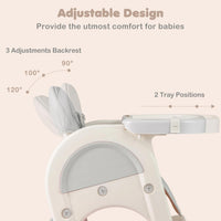 INFANS 8-in-1 Baby High Chair - Table & Chair Convertible, Whiteboard & Block Top for Dining Studying Playing