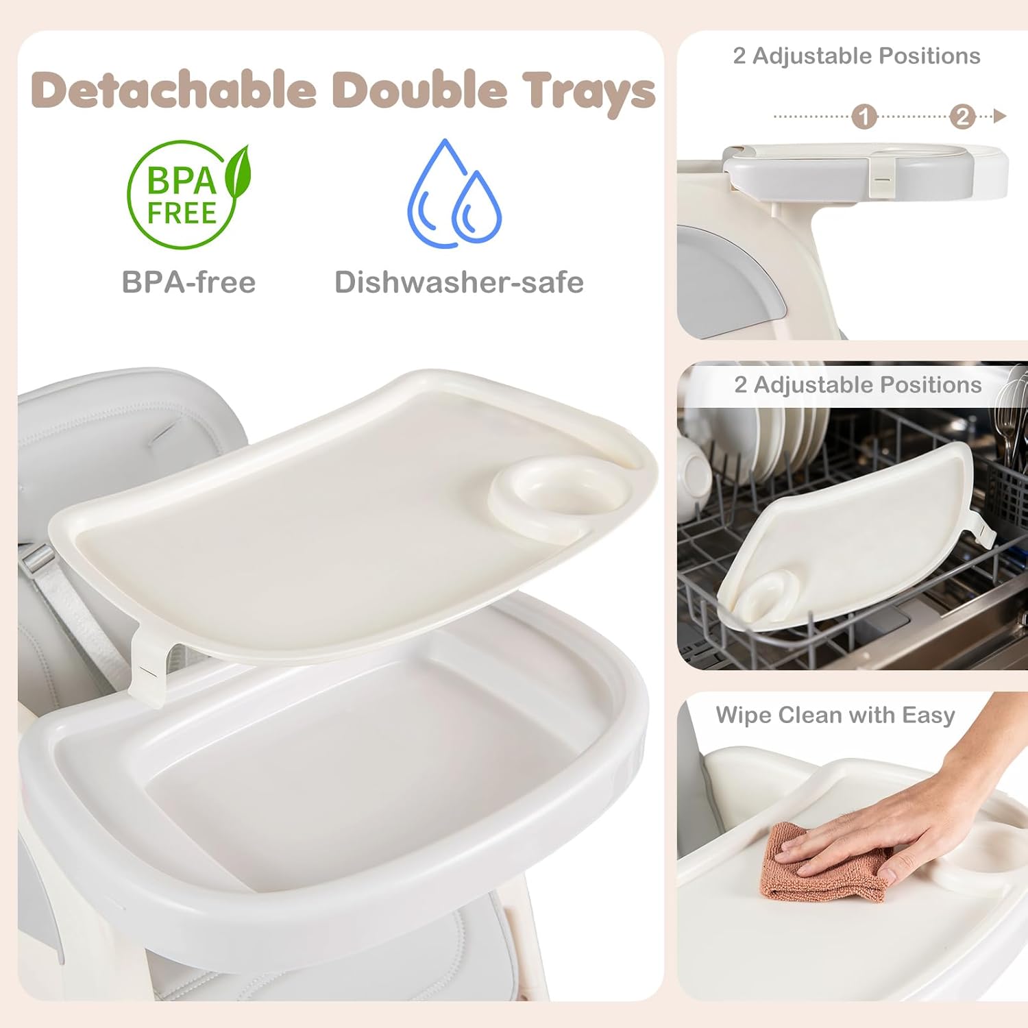 INFANS 8-in-1 Baby High Chair - Table & Chair Convertible, Whiteboard & Block Top for Dining Studying Playing