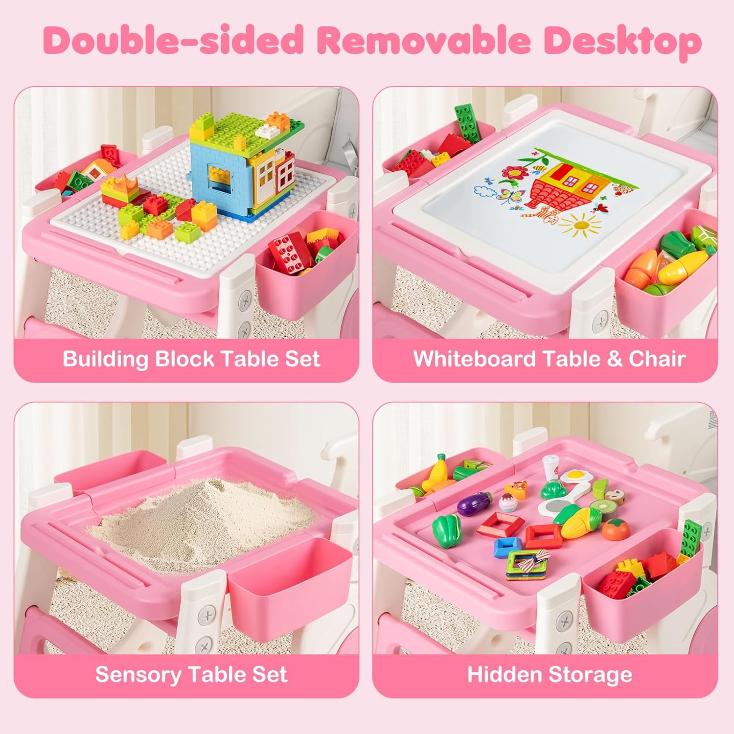 INFANS 8-in-1 Baby High Chair - Table & Chair Convertible, Whiteboard & Block Top for Dining Studying Playing