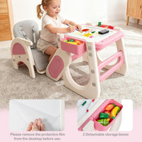 INFANS 8-in-1 Baby High Chair - Table & Chair Convertible, Whiteboard & Block Top for Dining Studying Playing