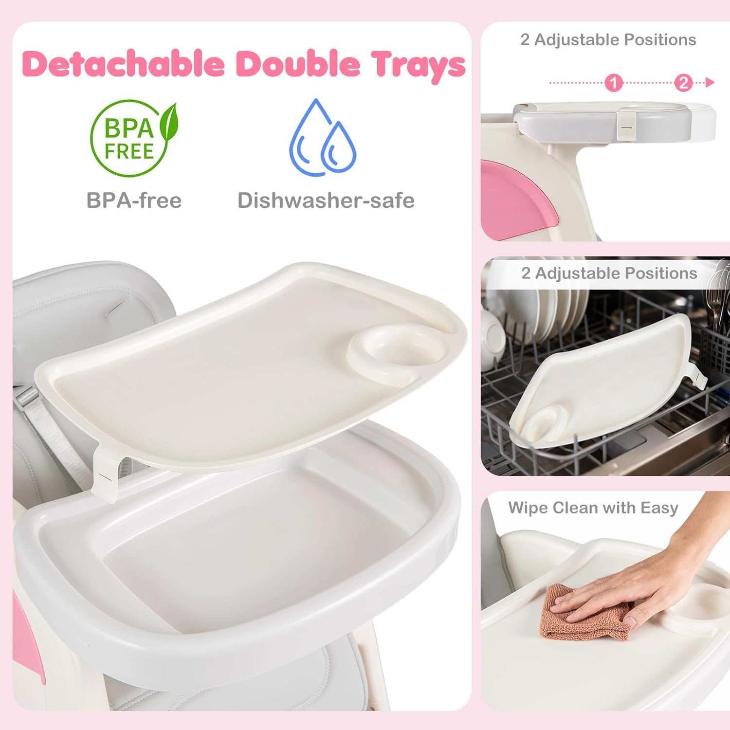 INFANS 8-in-1 Baby High Chair - Table & Chair Convertible, Whiteboard & Block Top for Dining Studying Playing