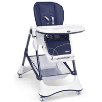 INFANS High Chair with One-Hand Removable Tray, 4 Lockable Wheels & Large Storage Basket - Multi-Adjustable Height