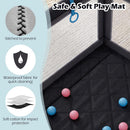INFANS 74" x 62" Baby Playpen with Soft Mat, Basketball Hoop, 2 Soccer Goals, 4 Handles & 50 Ocean Balls