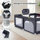 INFANS 74" x 62" Baby Playpen with Soft Mat, Basketball Hoop, 2 Soccer Goals, 4 Handles & 50 Ocean Balls
