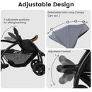 INFANS Double Stroller with Leather Handle, Front Seat 2-Position Recline, Dual Rear Brakes and Lockable Front Wheels
