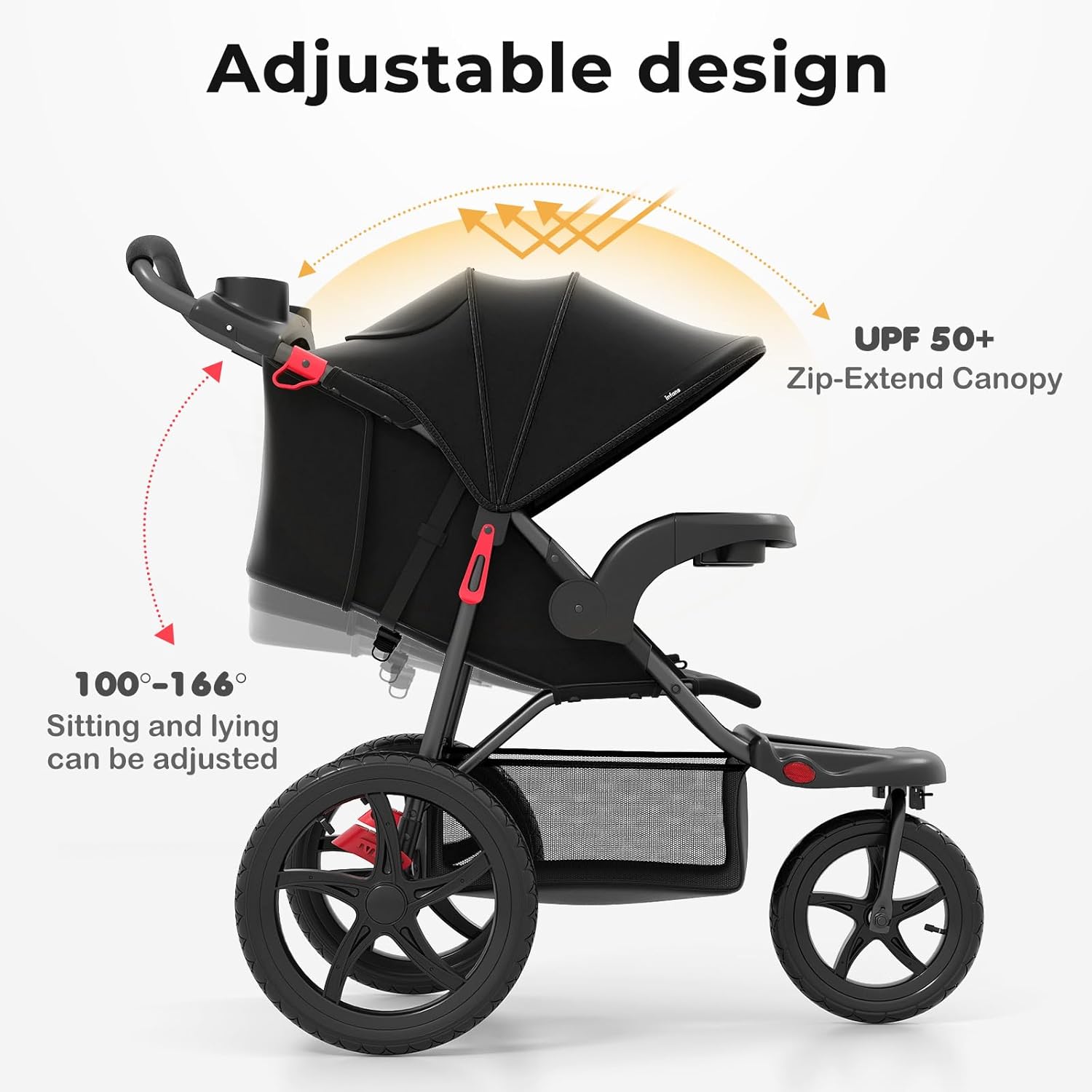 INFANS Jogging Stroller, Jogger Travel System with Shock Absorbing Suspension Dining Plate Cup Holder