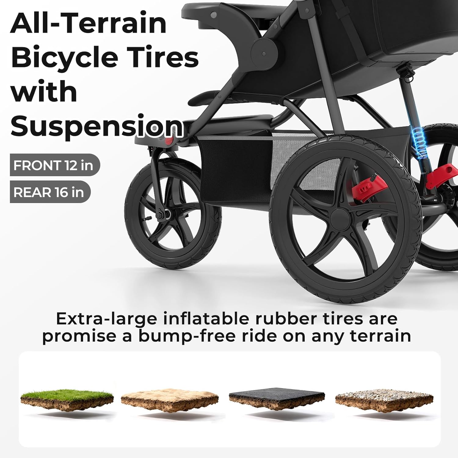 INFANS Jogging Stroller, Jogger Travel System with Shock Absorbing Suspension Dining Plate Cup Holder