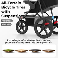 INFANS Jogging Stroller, Jogger Travel System with Shock Absorbing Suspension Dining Plate Cup Holder
