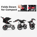 INFANS Jogging Stroller, Jogger Travel System with Shock Absorbing Suspension Dining Plate Cup Holder