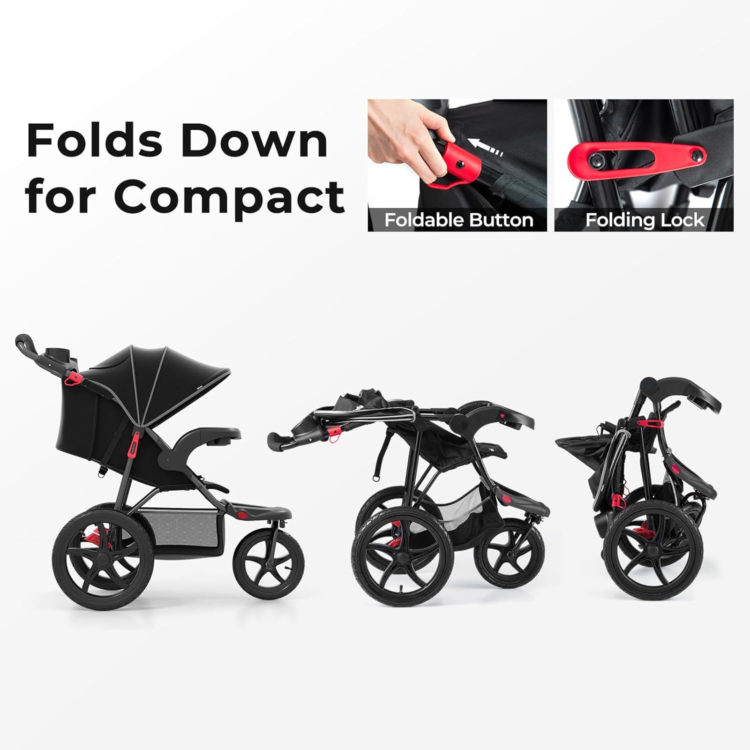 INFANS Jogging Stroller, Jogger Travel System with Shock Absorbing Suspension Dining Plate Cup Holder