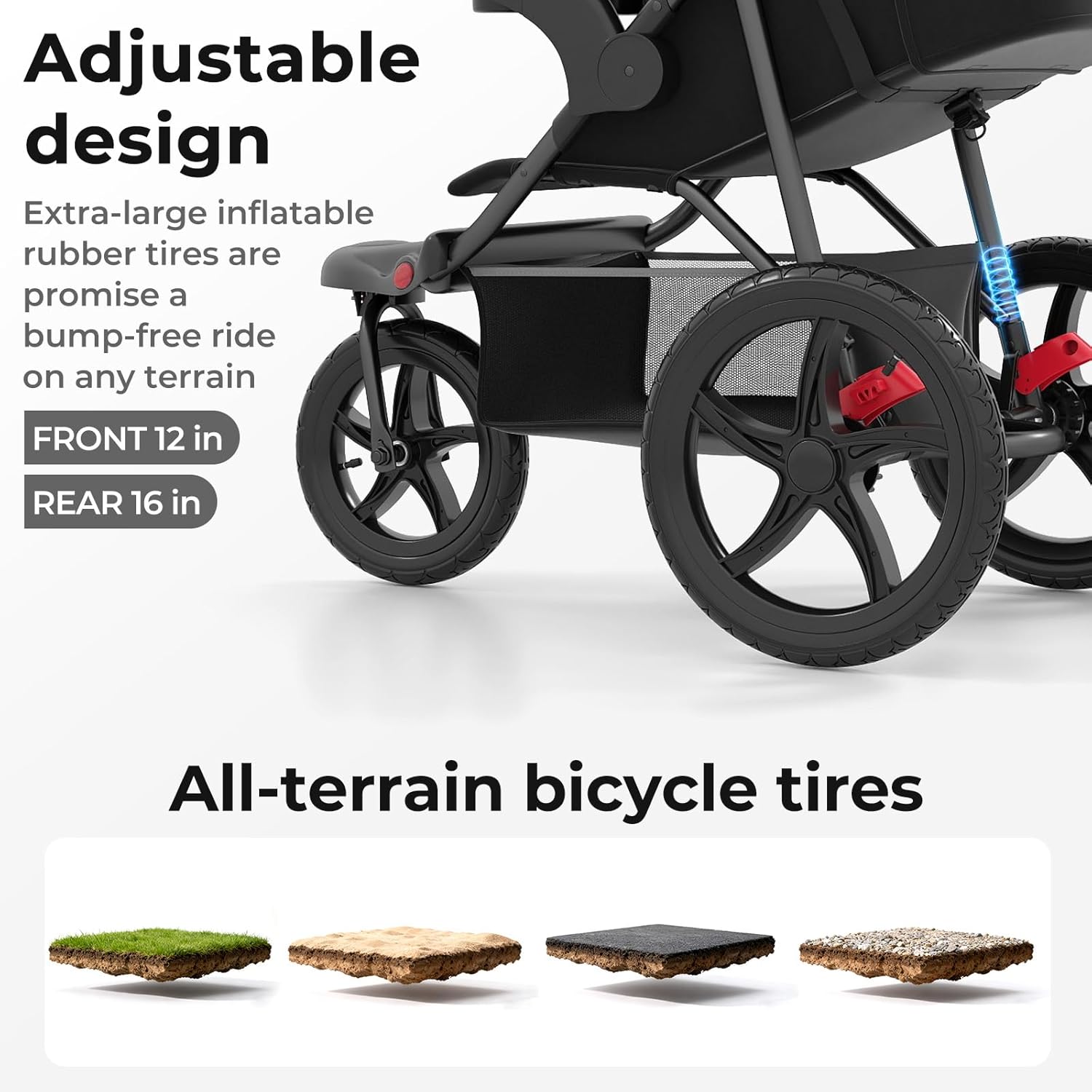 INFANS Jogging Stroller, Jogger Travel System with Shock Absorbing Suspension Dining Plate Cup Holder