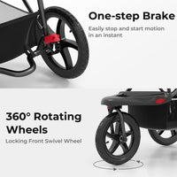 INFANS Jogging Stroller, Jogger Travel System with Shock Absorbing Suspension Dining Plate Cup Holder