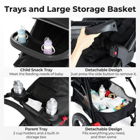 INFANS Jogging Stroller, Jogger Travel System with Shock Absorbing Suspension Dining Plate Cup Holder