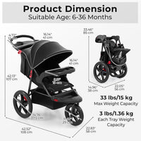 INFANS Jogging Stroller, Jogger Travel System with Shock Absorbing Suspension Dining Plate Cup Holder