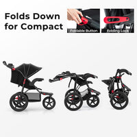 INFANS Jogging Stroller, Jogger Travel System with Shock Absorbing Suspension Dining Plate Cup Holder