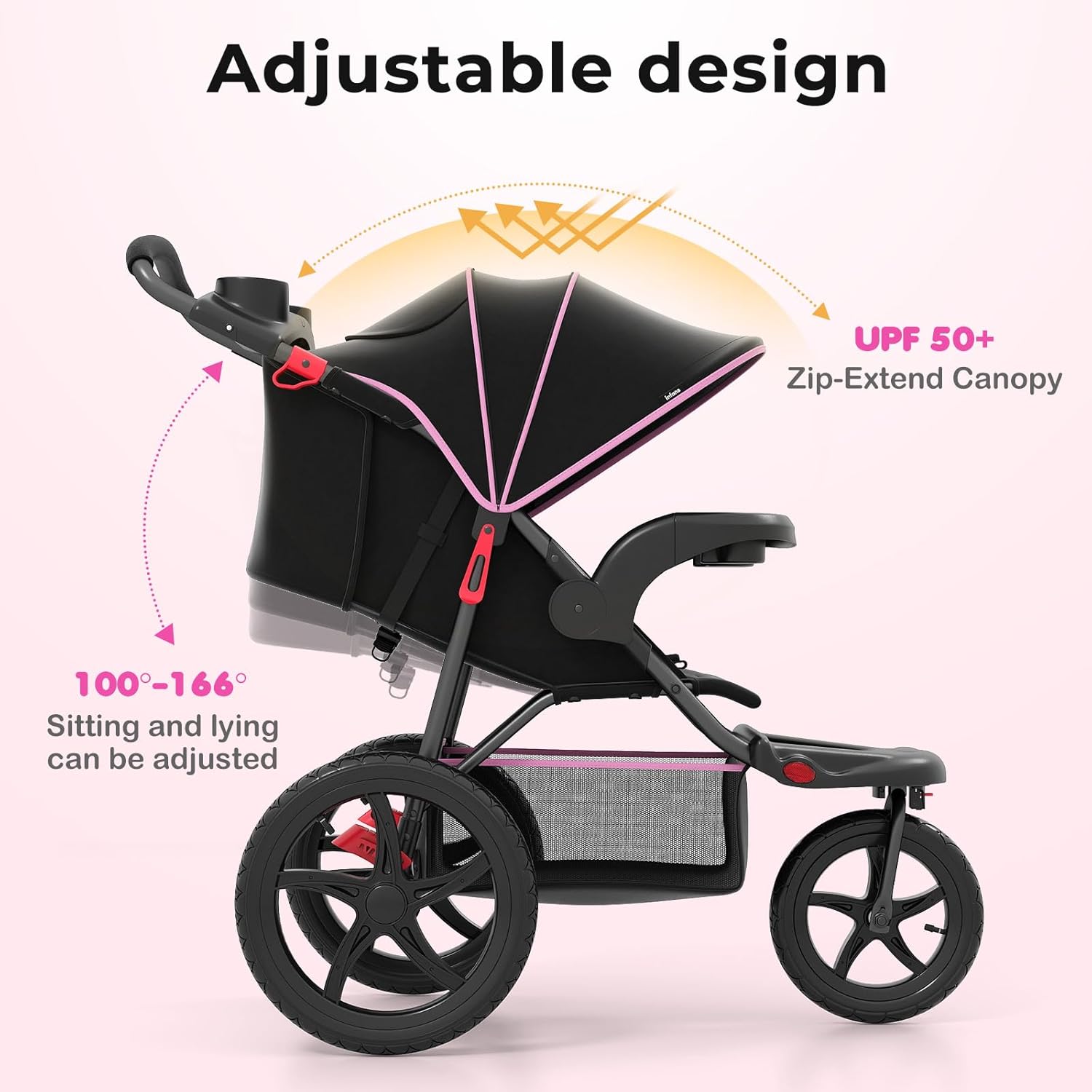 INFANS Jogging Stroller, Jogger Travel System with Shock Absorbing Suspension Dining Plate Cup Holder
