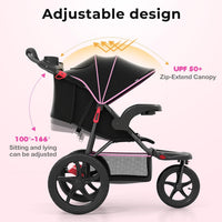 INFANS Jogging Stroller, Jogger Travel System with Shock Absorbing Suspension Dining Plate Cup Holder