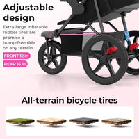 INFANS Jogging Stroller, Jogger Travel System with Shock Absorbing Suspension Dining Plate Cup Holder