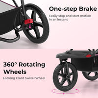 INFANS Jogging Stroller, Jogger Travel System with Shock Absorbing Suspension Dining Plate Cup Holder