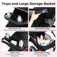 INFANS Jogging Stroller, Jogger Travel System with Shock Absorbing Suspension Dining Plate Cup Holder