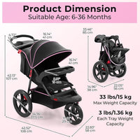 INFANS Jogging Stroller, Jogger Travel System with Shock Absorbing Suspension Dining Plate Cup Holder