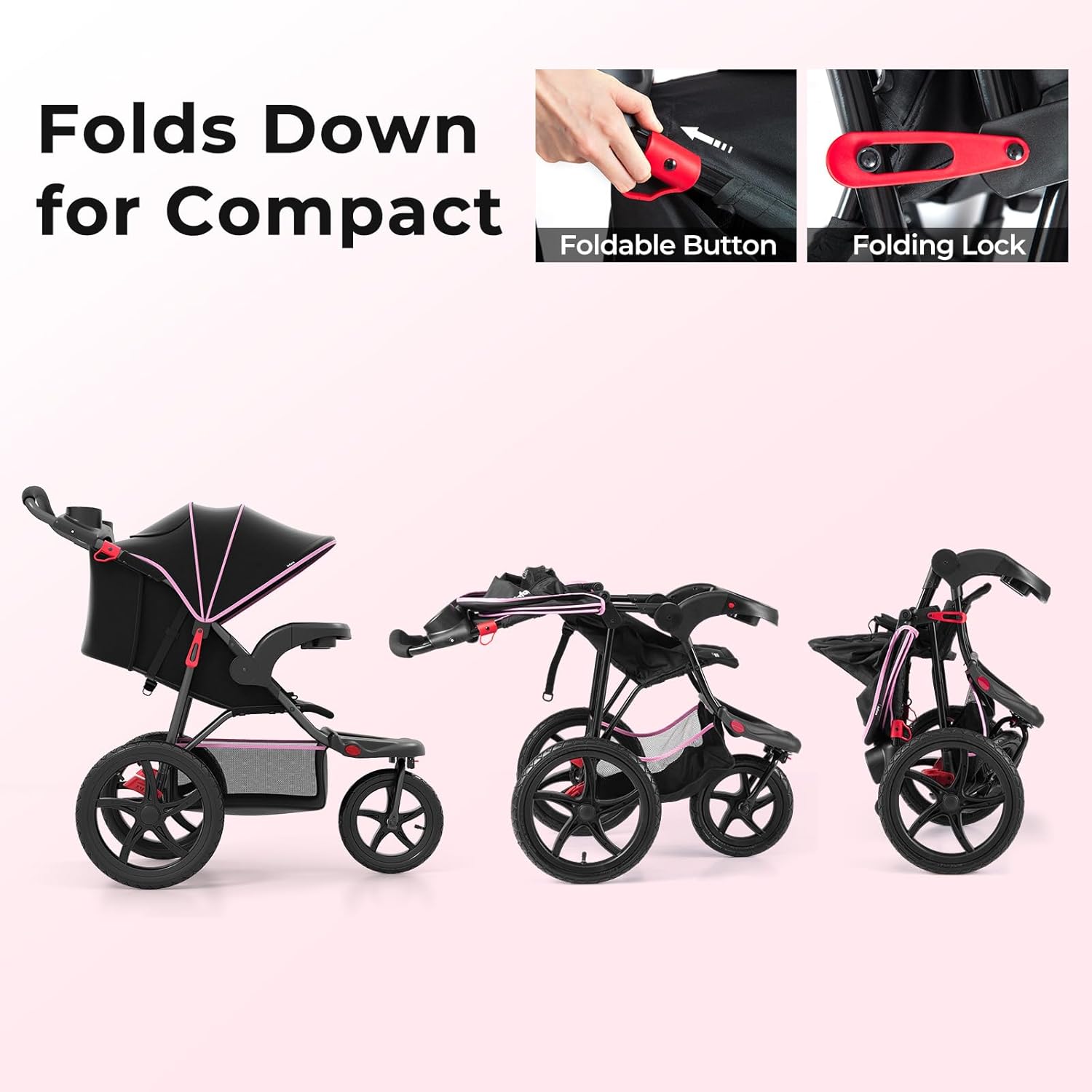 INFANS Jogging Stroller, Jogger Travel System with Shock Absorbing Suspension Dining Plate Cup Holder
