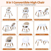 INFANS Baby High Chair 9 in 1 Convertible Highchair for Babies and Toddlers