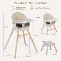 INFANS Baby High Chair 6 in 1 Wooden Convertible Highchair for Babies and Toddlers