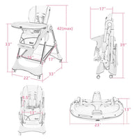 High Chair with One-Hand Removable TrayFoldable for Baby INFANS