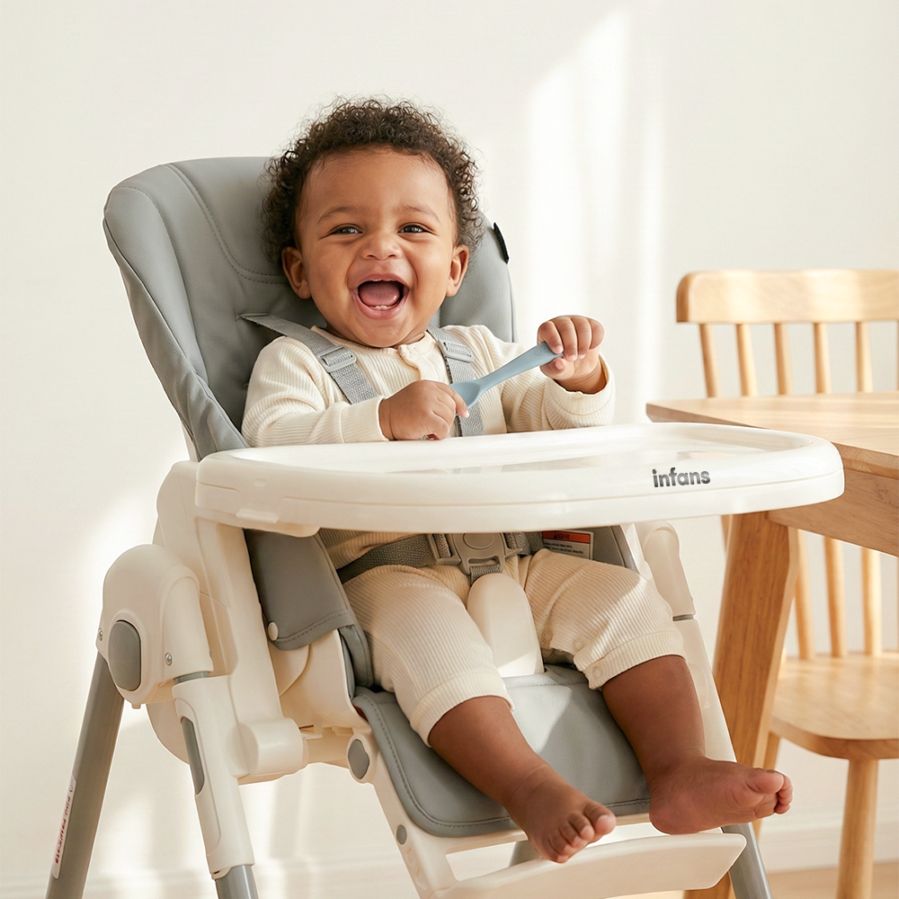 INFANS Foldable High Chair for Babies & Toddlers with Multiple Adjustable Backrest, Footrest and Seat Height