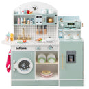 INFANS Kids Kitchen Playset, Toddler Wooden Kitchen Pretend Cooking Toy Set with Coffee Maker