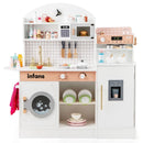 INFANS Kids Kitchen Playset, Toddler Wooden Kitchen Pretend Cooking Toy Set with Coffee Maker