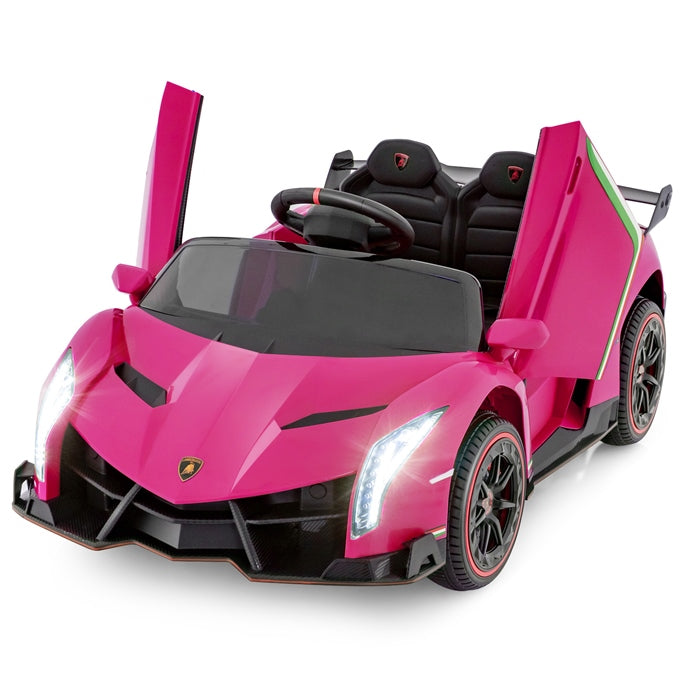 INFANS 2 Seater Kids Ride on Car, 12V 4WD Licensed Lamborghini Veneno Powered Electric Vehicle with Rocking Mode, Remote Control