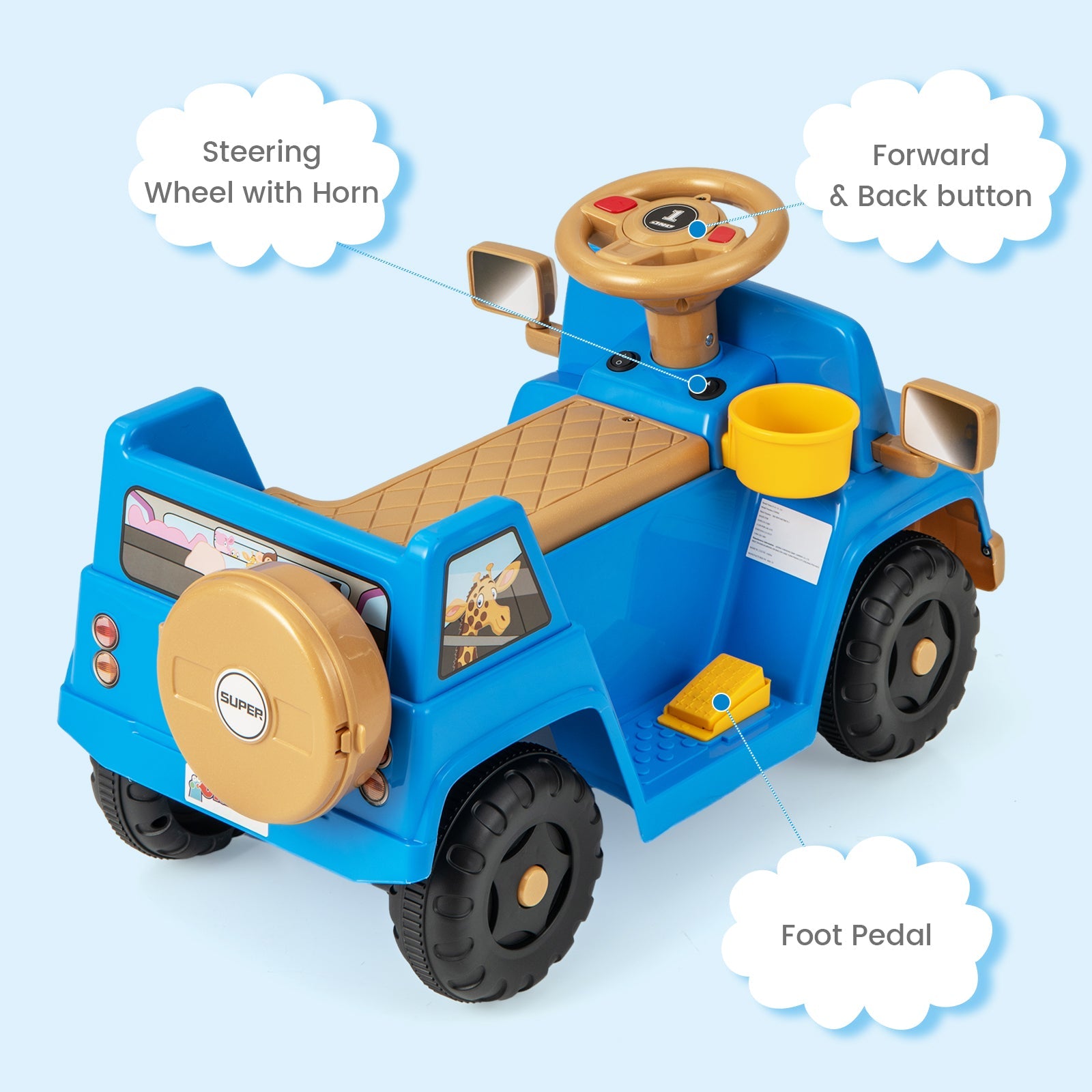 INFANS Ride on Car, 6V Toddler Electric Vehicle, Battery Powered Motorized Quad Riding Toys for 18+ Months Boys Girls