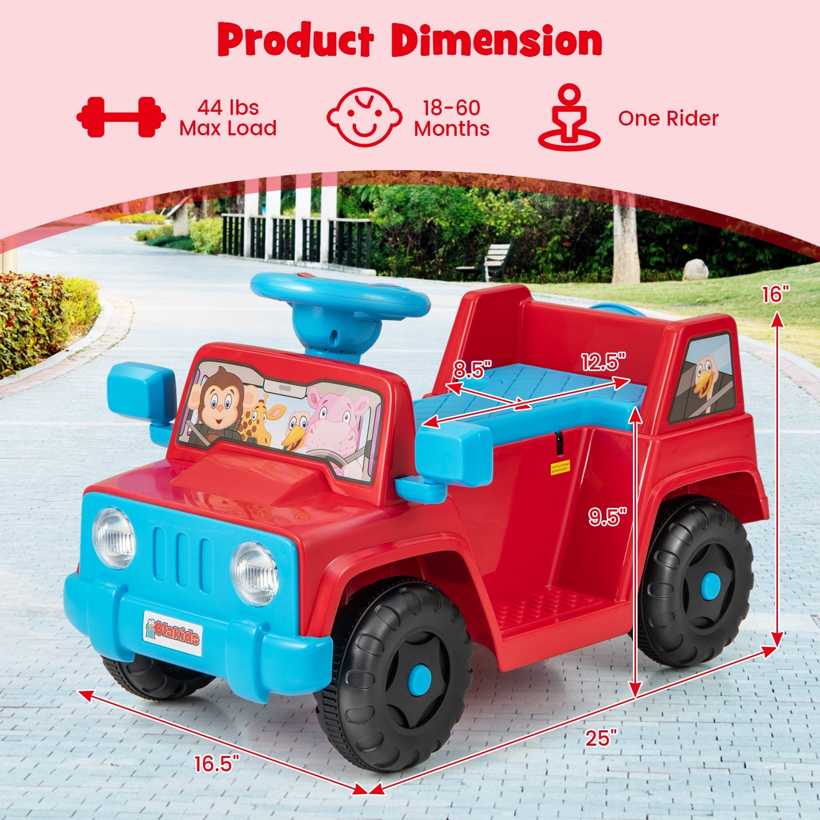 INFANS Ride on Car, 6V Toddler Electric Vehicle, Battery Powered Motorized Quad Riding Toys for 18+ Months Boys Girls