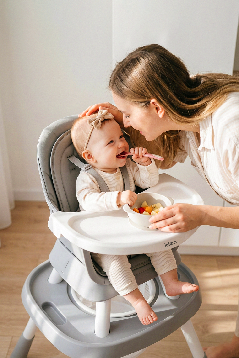 INFANS 9 in 1 High Chair, Convertible Baby Highchair, Table and Chair Set Building Block Infant Dining Booster Seat