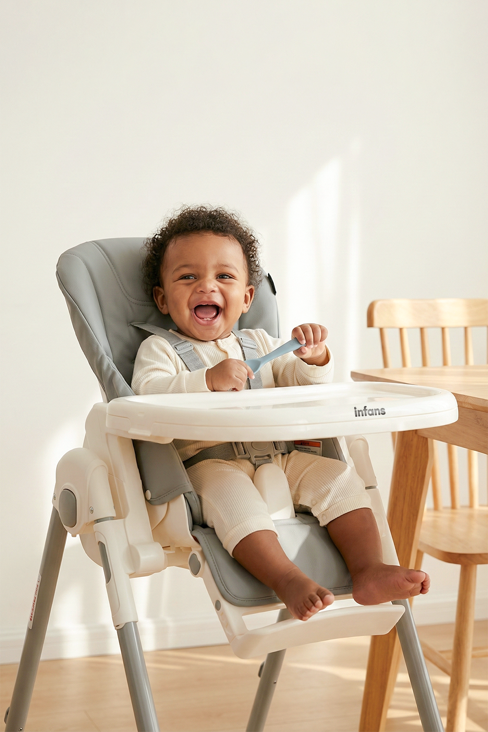 INFANS Foldable High Chair for Babies & Toddlers with Multiple Adjustable Backrest, Footrest and Seat Height