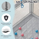 INFANS 74" x 62" Baby Playpen with Soft Mat, Basketball Hoop, 2 Soccer Goals, 4 Handles & 50 Ocean Balls