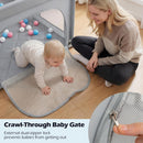 INFANS 74" x 62" Baby Playpen with Soft Mat, Basketball Hoop, 2 Soccer Goals, 4 Handles & 50 Ocean Balls