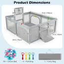 INFANS 74" x 62" Baby Playpen with Soft Mat, Basketball Hoop, 2 Soccer Goals, 4 Handles & 50 Ocean Balls
