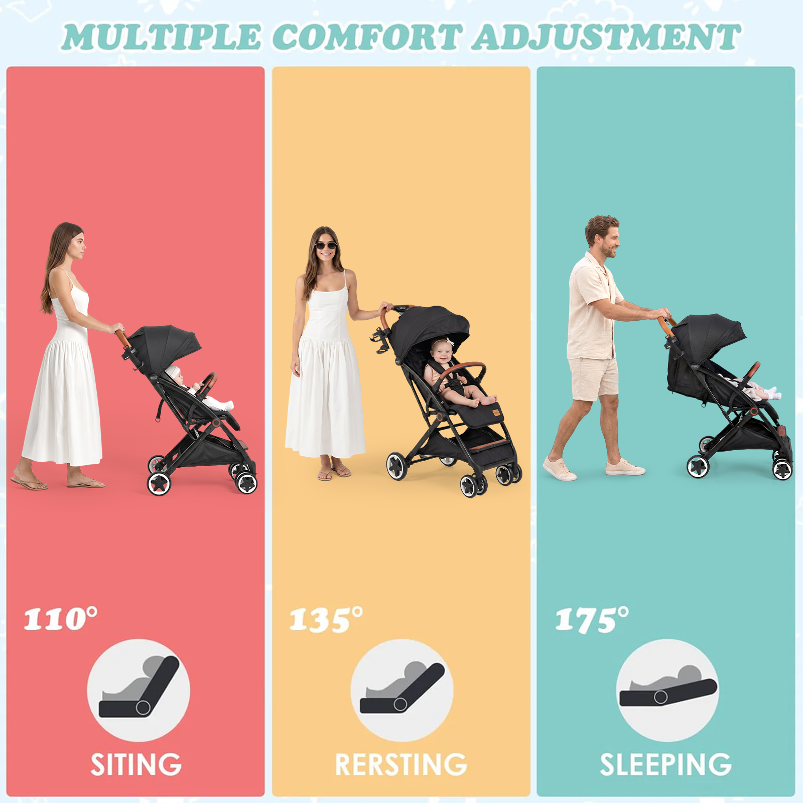 INFANS Lightweight Baby Stroller for 0-36 Month, Compact Stroller with One-Hand Fold, Travel Stroller for Airplane