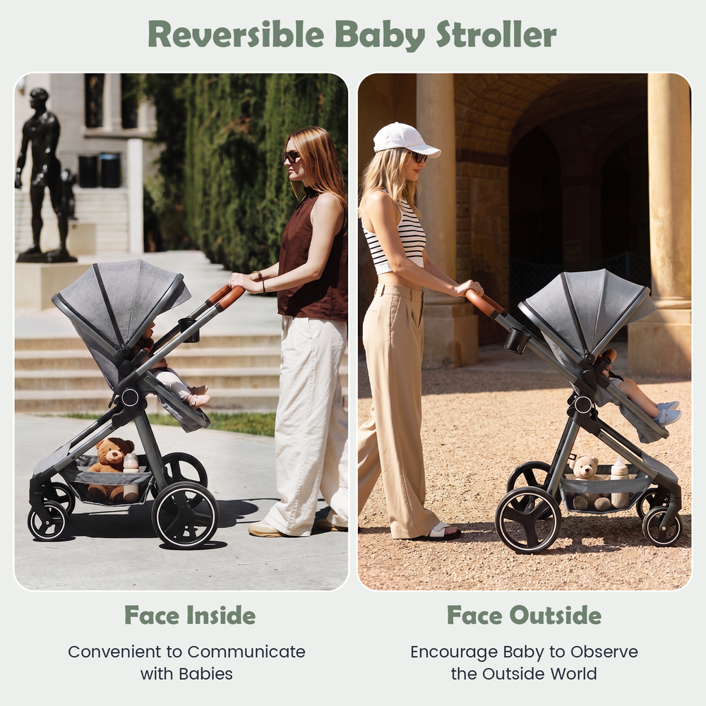 INFANS 2 in 1 Baby Stroller, Convertible Stroller, Foldable High Landscape Shock Absorption with Reversible Seat