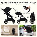 INFANS 2 in 1 Baby Stroller, Convertible Stroller with Reversible Seat Adjustable Backrest Canopy One Hand Fold