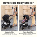 INFANS 2 in 1 Baby Stroller, Convertible Stroller with Reversible Seat Adjustable Backrest Canopy One Hand Fold