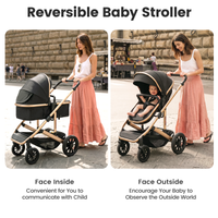 INFANS 2 in 1 Baby Stroller, Folding Newborn Pram Convertible Stroller High Landscape Shock Absorption